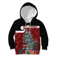 Personalised New Zealand Maori Christmas Kid Hoodie Xmas Fern Mix Kowhawhai LT7 Hoodie Black - Polynesian Pride