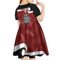 Personalised New Zealand Maori Christmas Kid Short Sleeve Dress Xmas Fern Mix Kowhawhai LT7 - Polynesian Pride