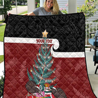 Personalised New Zealand Maori Christmas Quilt Xmas Fern Mix Kowhawhai LT7 Black - Polynesian Pride
