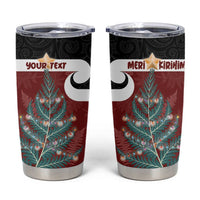 Personalised New Zealand Maori Christmas Tumbler Cup Xmas Fern Mix Kowhawhai LT7 Black - Polynesian Pride