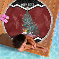 Personalised New Zealand Christmas Beach Blanket Xmas Fern and Kiwi Birds LT7 - Polynesian Pride