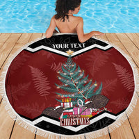 Personalised New Zealand Christmas Beach Blanket Xmas Fern and Kiwi Birds LT7 - Polynesian Pride