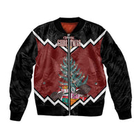 Personalised New Zealand Christmas Bomber Jacket Xmas Fern and Kiwi Birds LT7 Unisex Black - Polynesian Pride