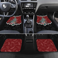 Personalised New Zealand Christmas Car Mats Xmas Fern and Kiwi Birds LT7 Set 4pcs Black - Polynesian Pride