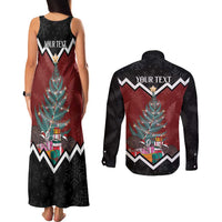 Personalised New Zealand Christmas Couples Matching Tank Maxi Dress and Long Sleeve Button Shirt Xmas Fern and Kiwi Birds LT7 - Polynesian Pride