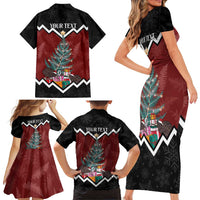 Personalised New Zealand Christmas Family Matching Short Sleeve Bodycon Dress and Hawaiian Shirt Xmas Fern and Kiwi Birds LT7 - Polynesian Pride