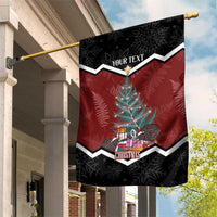 Personalised New Zealand Christmas Garden Flag Xmas Fern and Kiwi Birds LT7 House Flag Black - Polynesian Pride