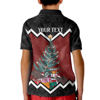 Personalised New Zealand Christmas Kid Polo Shirt Xmas Fern and Kiwi Birds LT7 - Polynesian Pride