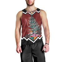 Personalised New Zealand Christmas Men Tank Top Xmas Fern and Kiwi Birds LT7 - Polynesian Pride