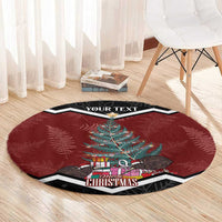 Personalised New Zealand Christmas Round Carpet Xmas Fern and Kiwi Birds LT7 - Polynesian Pride