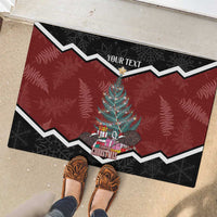 Personalised New Zealand Christmas Rubber Doormat Xmas Fern and Kiwi Birds LT7 - Polynesian Pride