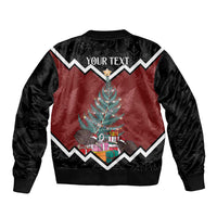 Personalised New Zealand Christmas Sleeve Zip Bomber Jacket Xmas Fern and Kiwi Birds LT7 - Polynesian Pride
