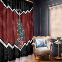 Personalised New Zealand Christmas Window Curtain Xmas Fern and Kiwi Birds LT7 - Polynesian Pride