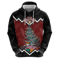 Personalised New Zealand Christmas Zip Hoodie Xmas Fern and Kiwi Birds LT7 - Polynesian Pride