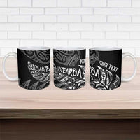 Aotearoa Personalized Lawn Bowls Maori Ceramic Mug New Zealand Black Tribal Silver Fern - Polynesian Pride