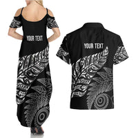 Aotearoa Personalized Lawn Bowls Maori Couples Matching Summer Maxi Dress and Hawaiian Shirt New Zealand Black Tribal Silver Fern LT7 - Polynesian Pride