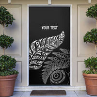 Aotearoa Personalized Lawn Bowls Maori Door Cover New Zealand Black Tribal Silver Fern LT7 Black - Polynesian Pride