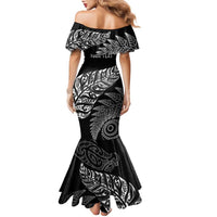Aotearoa Personalized Lawn Bowls Maori Family Matching Mermaid Dress and Hawaiian Shirt New Zealand Black Tribal Silver Fern LT7 - Polynesian Pride