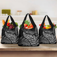 Aotearoa Personalized Lawn Bowls Maori Grocery Bag New Zealand Black Tribal Silver Fern LT7 3-pack One Size Black - Polynesian Pride