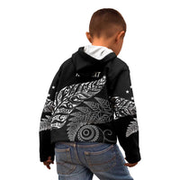 Aotearoa Personalized Lawn Bowls Maori Kid Hoodie New Zealand Black Tribal Silver Fern - Polynesian Pride