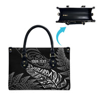 Aotearoa Personalized Lawn Bowls Maori Leather Bag New Zealand Black Tribal Silver Fern LT7 - Polynesian Pride