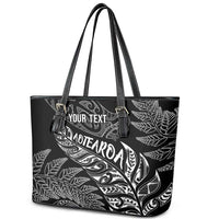 Aotearoa Personalized Lawn Bowls Maori Leather Tote Bag New Zealand Black Tribal Silver Fern LT7 - Polynesian Pride