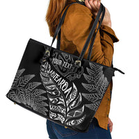 Aotearoa Personalized Lawn Bowls Maori Leather Tote Bag New Zealand Black Tribal Silver Fern LT7 - Polynesian Pride