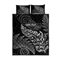 Aotearoa Personalized Lawn Bowls Maori Quilt Bed Set New Zealand Black Tribal Silver Fern LT7 - Polynesian Pride