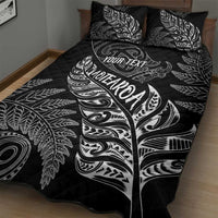 Aotearoa Personalized Lawn Bowls Maori Quilt Bed Set New Zealand Black Tribal Silver Fern LT7 - Polynesian Pride