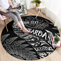Aotearoa Personalized Lawn Bowls Maori Round Carpet New Zealand Black Tribal Silver Fern LT7 - Polynesian Pride