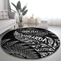 Aotearoa Personalized Lawn Bowls Maori Round Carpet New Zealand Black Tribal Silver Fern LT7 - Polynesian Pride
