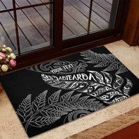 Aotearoa Personalized Lawn Bowls Maori Rubber Doormat New Zealand Black Tribal Silver Fern LT7 - Polynesian Pride