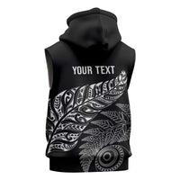 Aotearoa Personalized Lawn Bowls Maori Sleeveless Hoodie New Zealand Black Tribal Silver Fern LT7 - Polynesian Pride