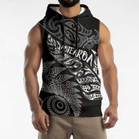 Aotearoa Personalized Lawn Bowls Maori Sleeveless Hoodie New Zealand Black Tribal Silver Fern LT7 - Polynesian Pride