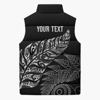 Aotearoa Personalized Lawn Bowls Maori Sleeveless Puffer Jacket New Zealand Black Tribal Silver Fern LT7 - Polynesian Pride