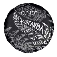 Aotearoa Personalized Lawn Bowls Maori Spare Tire Cover New Zealand Black Tribal Silver Fern LT7 - Polynesian Pride