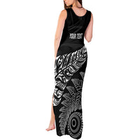 Aotearoa Personalized Lawn Bowls Maori Tank Maxi Dress New Zealand Black Tribal Silver Fern LT7 - Polynesian Pride