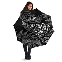 Aotearoa Personalized Lawn Bowls Maori Umbrella New Zealand Black Tribal Silver Fern LT7 - Polynesian Pride