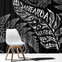 Aotearoa Personalized Lawn Bowls Maori Window Curtain New Zealand Black Tribal Silver Fern LT7 - Polynesian Pride
