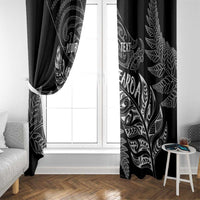 Aotearoa Personalized Lawn Bowls Maori Window Curtain New Zealand Black Tribal Silver Fern LT7 - Polynesian Pride
