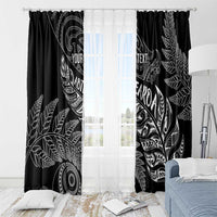 Aotearoa Personalized Lawn Bowls Maori Window Curtain New Zealand Black Tribal Silver Fern LT7 - Polynesian Pride