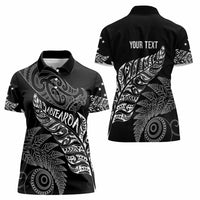 Aotearoa Personalized Lawn Bowls Maori Women Polo Shirt New Zealand Black Tribal Silver Fern - Polynesian Pride