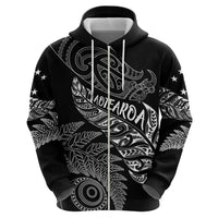 Aotearoa Personalized Lawn Bowls Maori Zip Hoodie New Zealand Black Tribal Silver Fern LT7 - Polynesian Pride