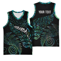 Aotearoa Personalized Lawn Bowls Maori Basketball Jersey New Zealand Paua Shell Tribal Silver Fern LT7 - Polynesian Pride
