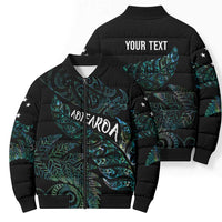 Aotearoa Personalized Lawn Bowls Maori Bomber Puffer Jacket New Zealand Paua Shell Tribal Silver Fern - Polynesian Pride