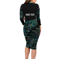 Aotearoa Personalized Lawn Bowls Maori Family Matching Long Sleeve Bodycon Dress and Hawaiian Shirt New Zealand Paua Shell Tribal Silver Fern LT7 - Polynesian Pride