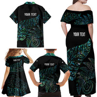 Aotearoa Personalized Lawn Bowls Maori Family Matching Off Shoulder Maxi Dress and Hawaiian Shirt New Zealand Paua Shell Tribal Silver Fern LT7 - Polynesian Pride