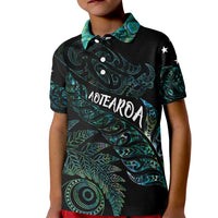 Aotearoa Personalized Lawn Bowls Maori Kid Polo Shirt New Zealand Paua Shell Tribal Silver Fern LT7 Kid Green - Polynesian Pride