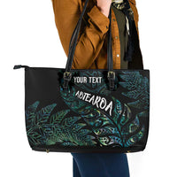 Aotearoa Personalized Lawn Bowls Maori Leather Tote Bag New Zealand Paua Shell Tribal Silver Fern LT7 - Polynesian Pride