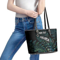 Aotearoa Personalized Lawn Bowls Maori Leather Tote Bag New Zealand Paua Shell Tribal Silver Fern LT7 - Polynesian Pride